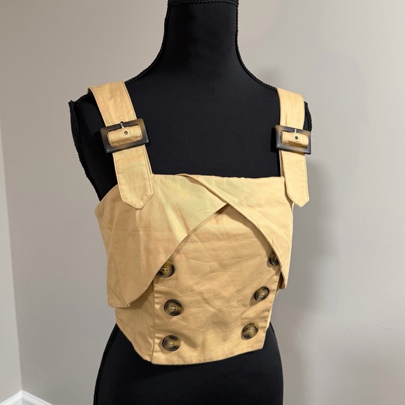 Anthropologie Eva Franco Trench Buttoned Blouse with Straps NWT - Picture 6 of 11